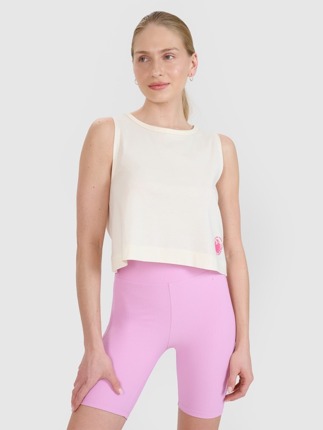 4F Top regular z nadrukiem damski - biały M