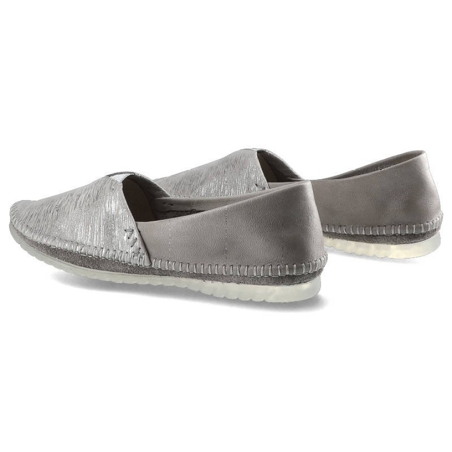 Szare Baleriny Maciejka Półbuty Damskie Ze Skóry