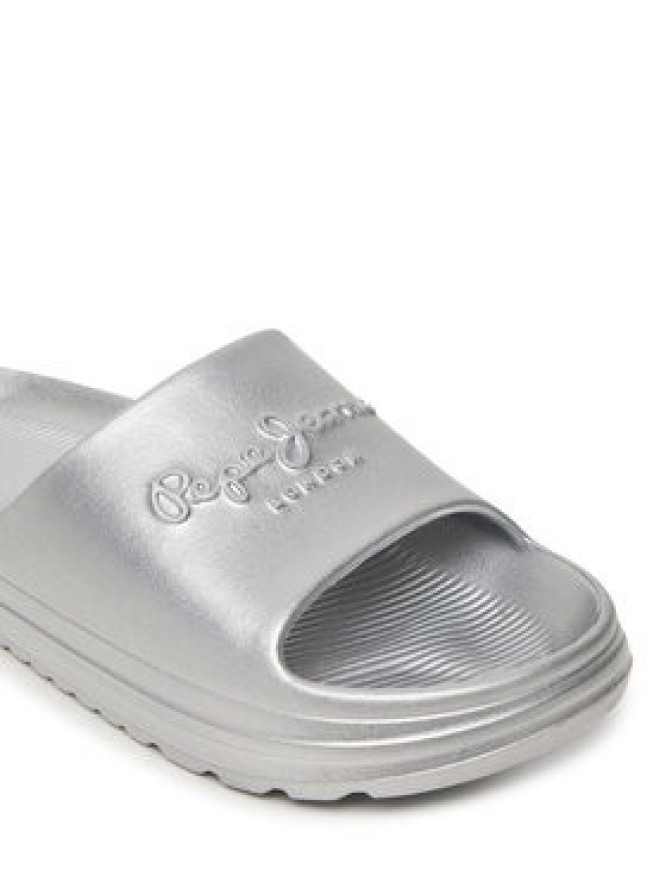Pepe Jeans Klapki Beach Slidemet PLS70165 Srebrny