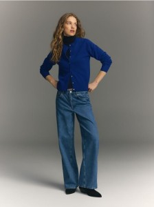 Kardigan z wełny merino - niebieski