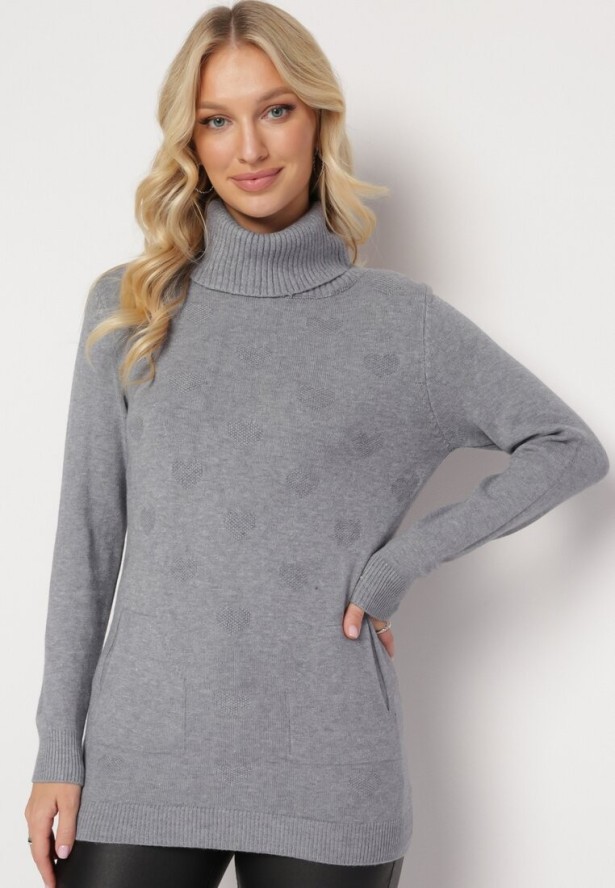 Szary Golf z Miękkiej Dzianiny Oamperie