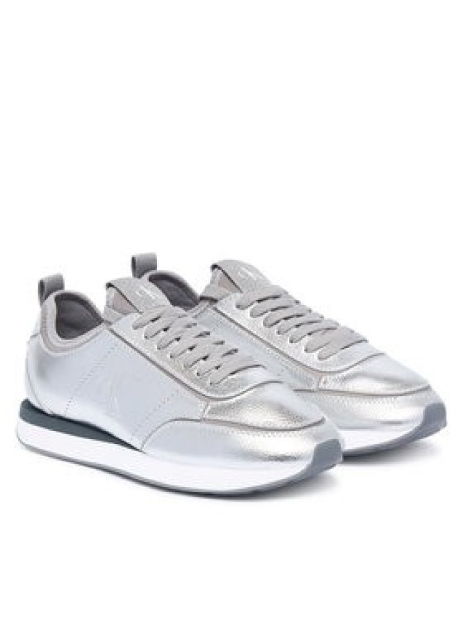 Calvin Klein Sneakersy Retro Runner Metallic HW0HW03287 Srebrny