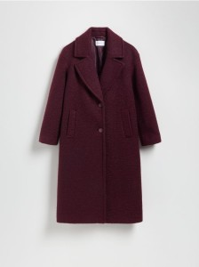 Płaszcz z tkaniny boucle - burgundowy