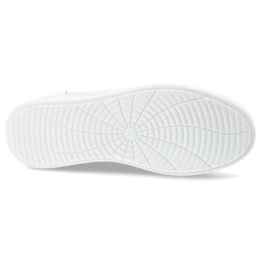 Sneakersy damskie S.Barski, cholewka skóra naturalna perforowana wiązanie klasyczne niski fason zaokrąglony nosek, białe, GR61-5992