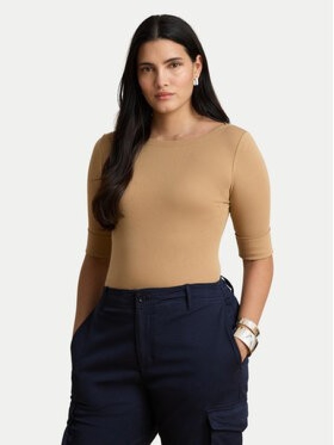 LAUREN RALPH LAUREN Bluzka 200654963504 Beżowy ciemny Slim Fit