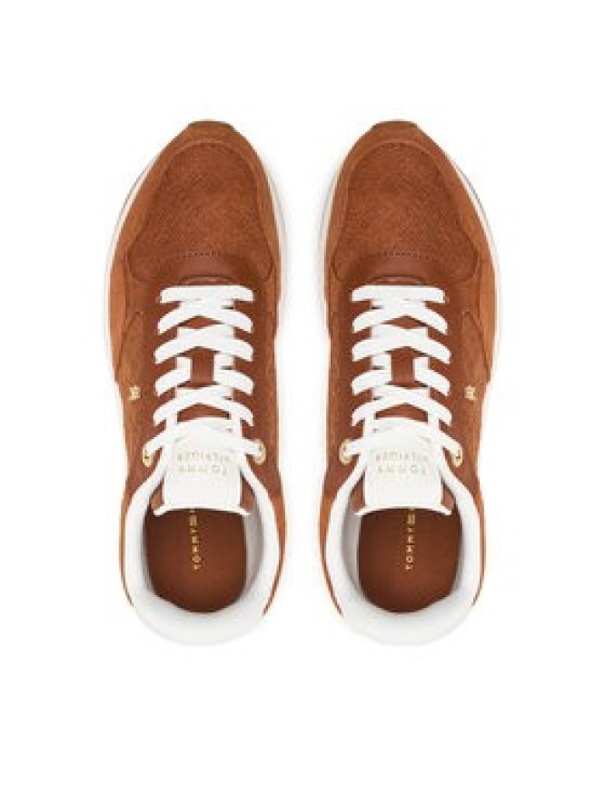 Tommy Hilfiger Sneakersy Th Runner Suede Monogram FW0FW09620 Brązowy