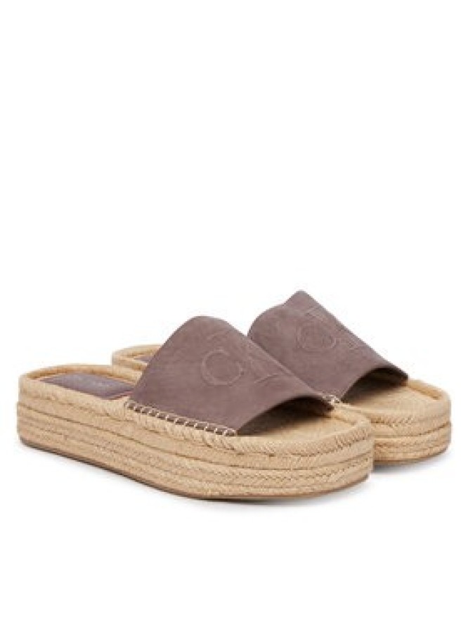 Calvin Klein Espadryle Flatf Espa Mule Nub Mg HW0HW02890 Brązowy
