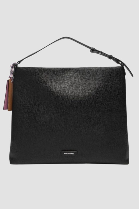 KARL LAGERFELD Czarna shopperka damska Ikon Pebble Hobo