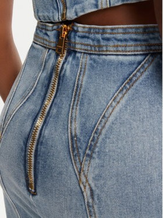 Balmain Spódnica jeansowa DF1LBA22DE53 Niebieski Slim Fit