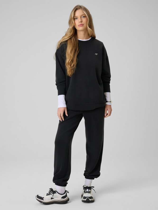 4F Spodnie z szerokimi nogawkami z modalem damskie - czarne S