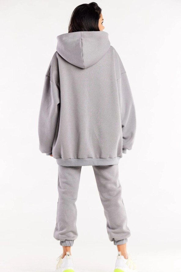 Bluza oversize z kapturem bawełniana szara