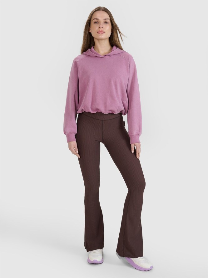 4F Bluza dresowa cropped nierozpinana z kapturem damska 4F x Anna Lewandowska - różowa XL