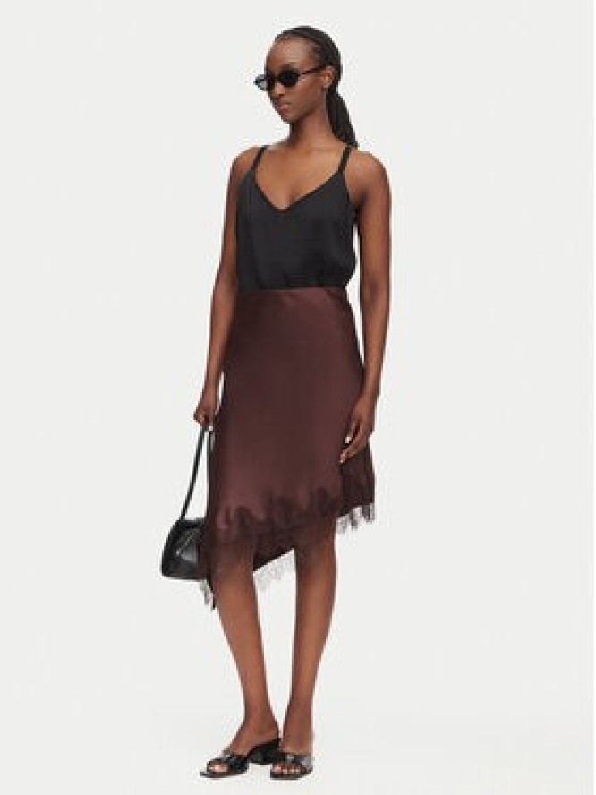 ONLY Spódnica midi Faraya 15380116 Brązowy ciemny Slim Fit