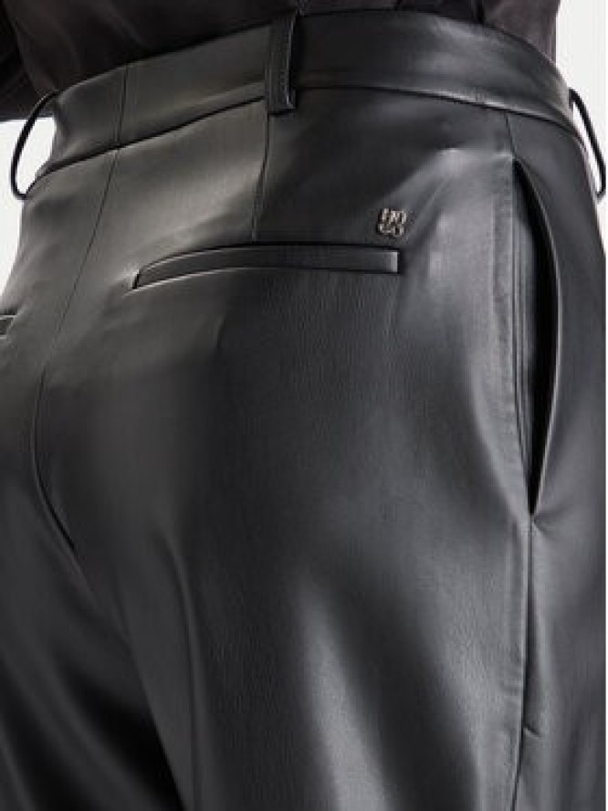 HUGO Spodnie z imitacji skóry Hamunelle-1 50546824 Czarny Flare Fit