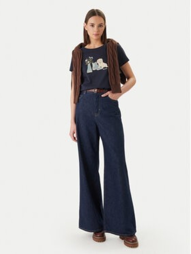 Barbour T-Shirt Brambles LTS0712NY73 Granatowy Regular Fit