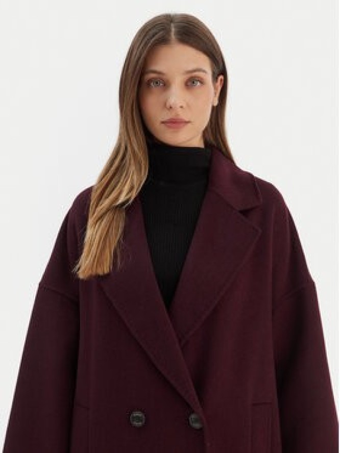 ViCOLO Płaszcz wełniany TF0003 Bordowy Regular Fit
