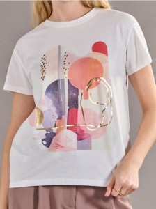 Koszulka z nadrukiem - kremowy