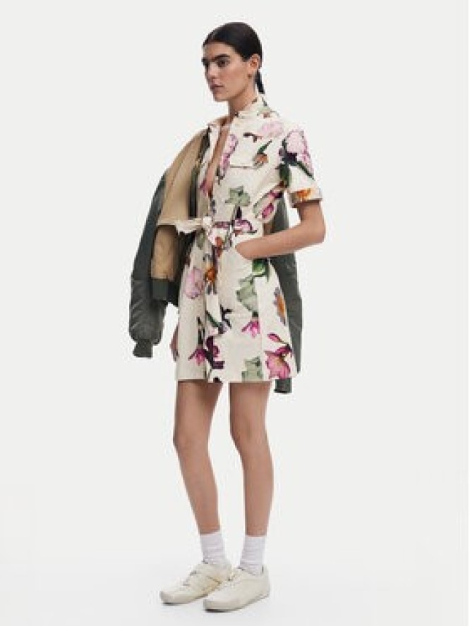 Desigual Sukienka koszulowa Monicawhite 25SWVW13 Écru Regular Fit