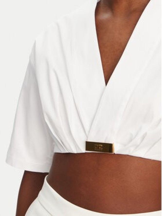 Elisabetta Franchi Bluzka CA12452E2 100 Biały Regular Fit