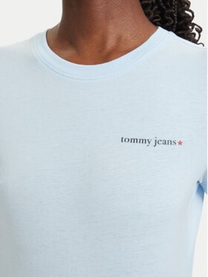 Tommy Jeans T-Shirt Ess Logo DW0DW23479 Niebieski jasny Slim Fit