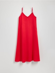 Jeansowa sukienka maxi - czerwony