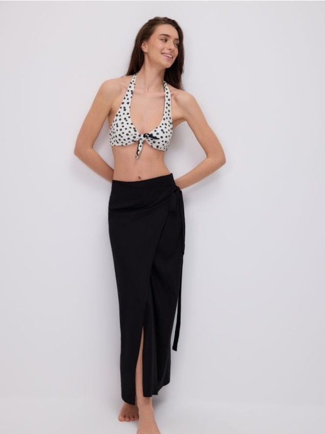 Sarong z dodatkiem lnu - czarny