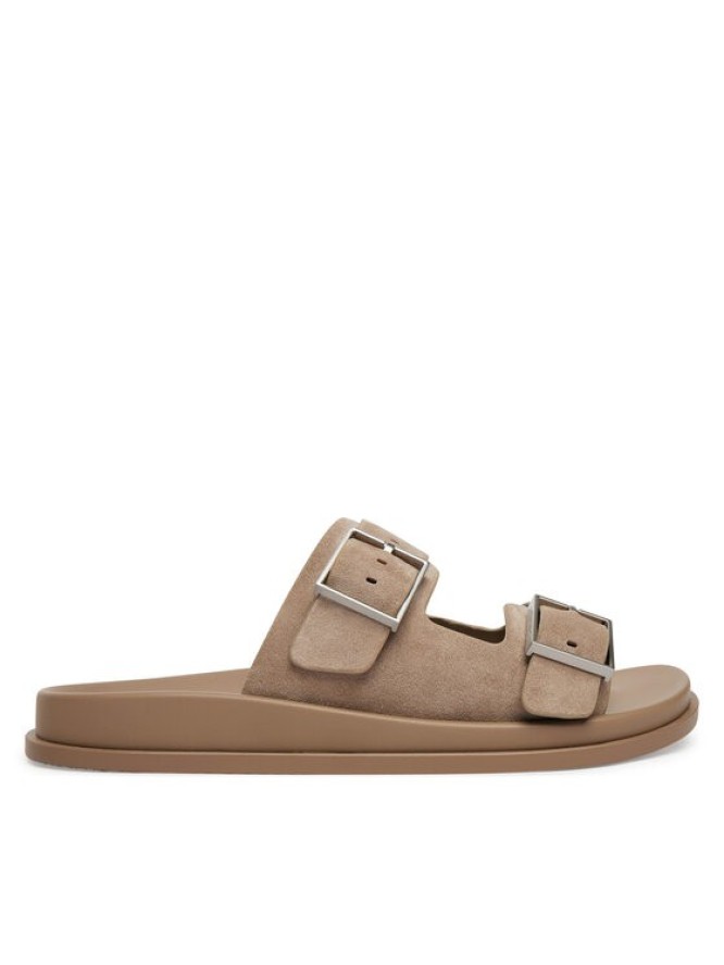 Calvin Klein Klapki City Sandal Buckle Suede HW0HW03130 Beżowy