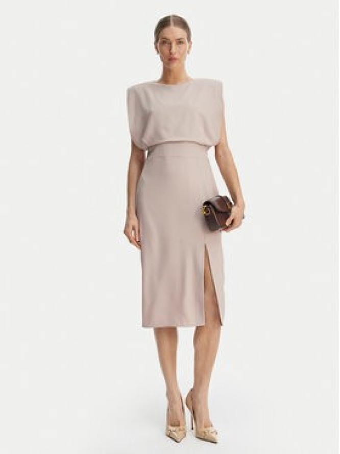 Rinascimento Sukienka koktajlowa CFC0127570003 Beżowy Slim Fit