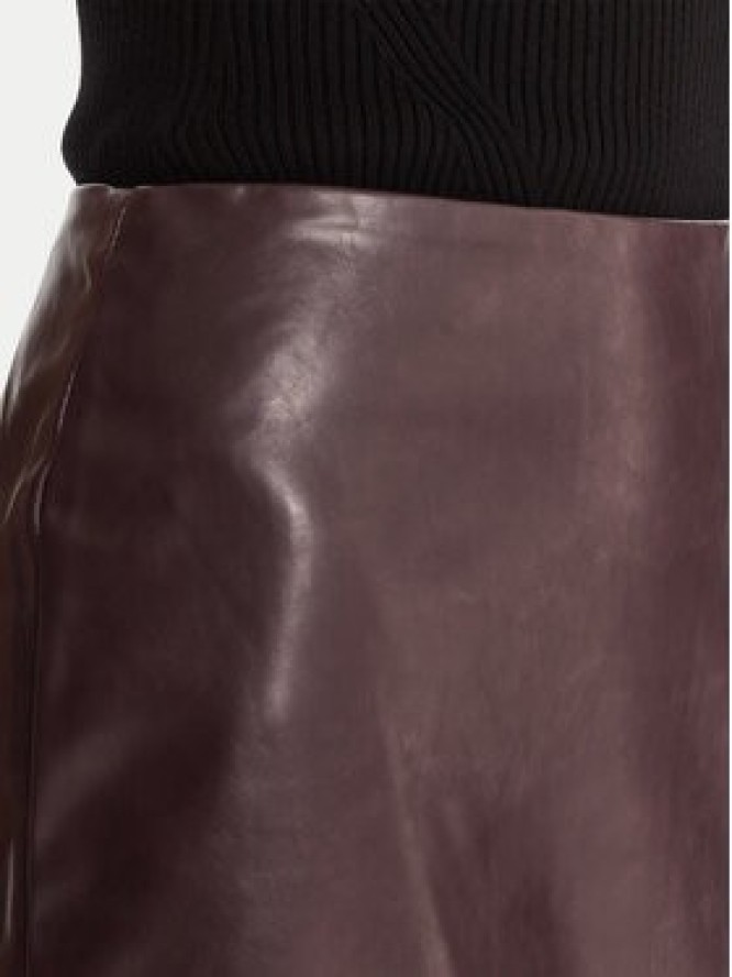 French Connection Spódnica z imitacji skóry 73ZAP 60 Bordowy Regular Fit