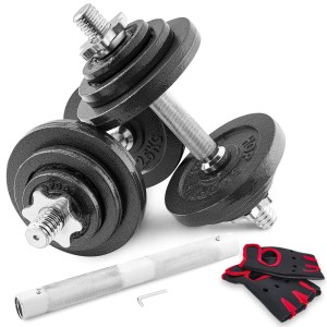 Zestaw hantli żeliwnych 2x10kg Hop-Sport HS-ID2x10C z przedłużanym gryfem