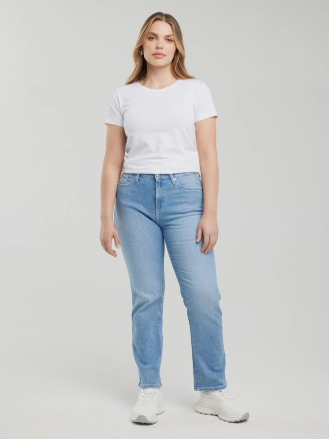 Jeansy damskie z prostą nogawką jasnoniebieskie Myrra 113