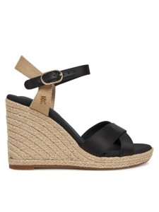 Tommy Hilfiger Espadryle Satin High Wedge Espadrille FW0FW08602 Czarny