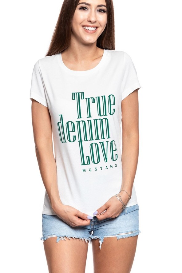 MUSTANG T SHIRT DAMSKI Alexia C Print Cloud Dancer 1008971 2020