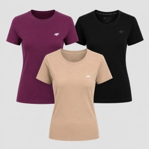 T-SHIRT DAMSKI 4F KOMPLET KOSZULEK ZESTAW 3PAK SPORTOWY SS26