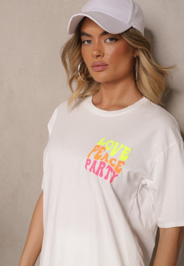 Biały T-shirt z Bawełny i Nadrukiem Xalauri