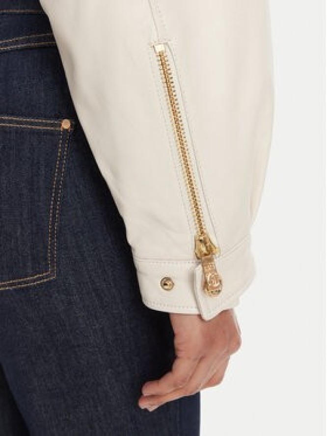 Just Cavalli Kurtka skórzana 78PAVP05 Biały Loose Fit