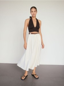 Spódnica midi z domieszką lnu - inny