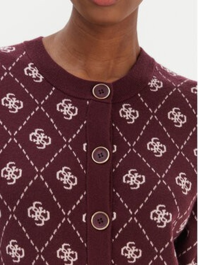 Guess Kardigan W4BR0D Z3JD2 Bordowy Regular Fit