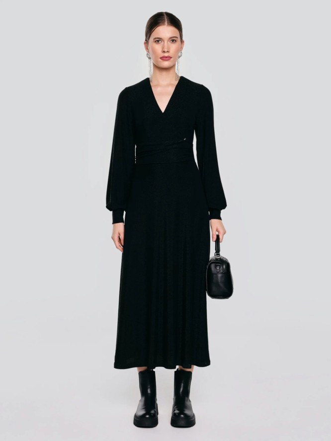 Sukienka damska midi błyszcząca czarna Daniela 906