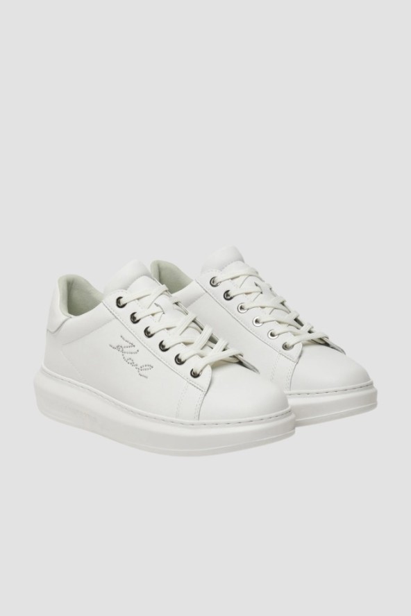 KARL LAGERFELD Białe sneakersy damskie KAPRI Rhinestone Karl Trim, Rozmiar 39