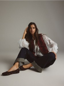 Baleriny z dżetami - brązowy