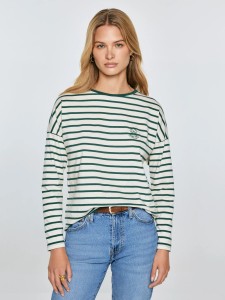 Bluzka damska w paski beżowo-zielone Alerra 304