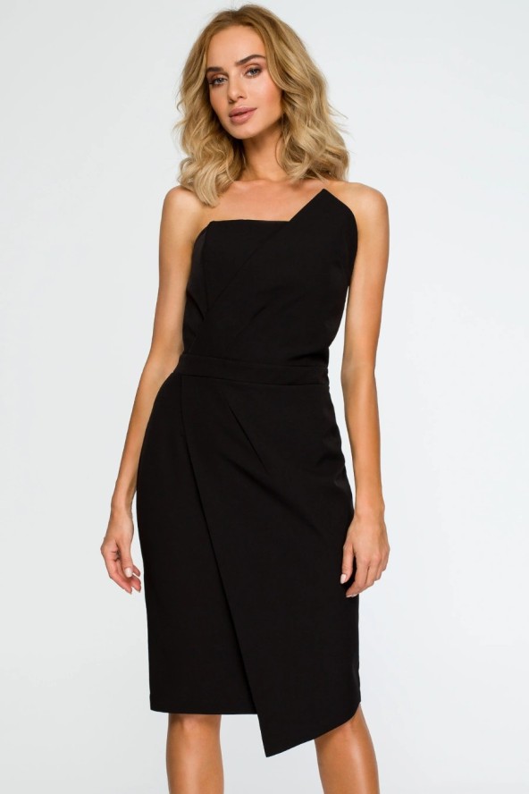 Sukienka wieczorowa ołówkowa z gorsetem asymetryczna czarna