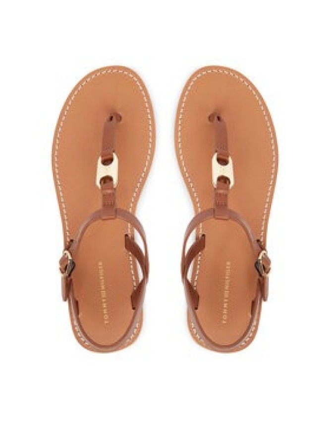 Tommy Hilfiger Sandały Leather Thong Sandal FW0FW09127 Brązowy