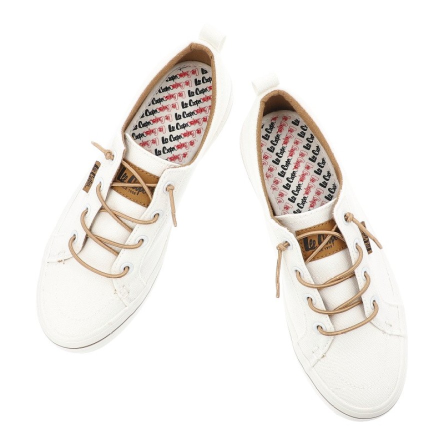 Trampki damskie Lee Cooper, cholewka z materiału tekstylnego wiązanie z przodu sportowy fason, białe, LCW-26-02-4058L SVL-629