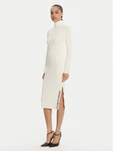 Elisabetta Franchi Sukienka dzianinowa AM-03S-56E2-V390 Écru Slim Fit