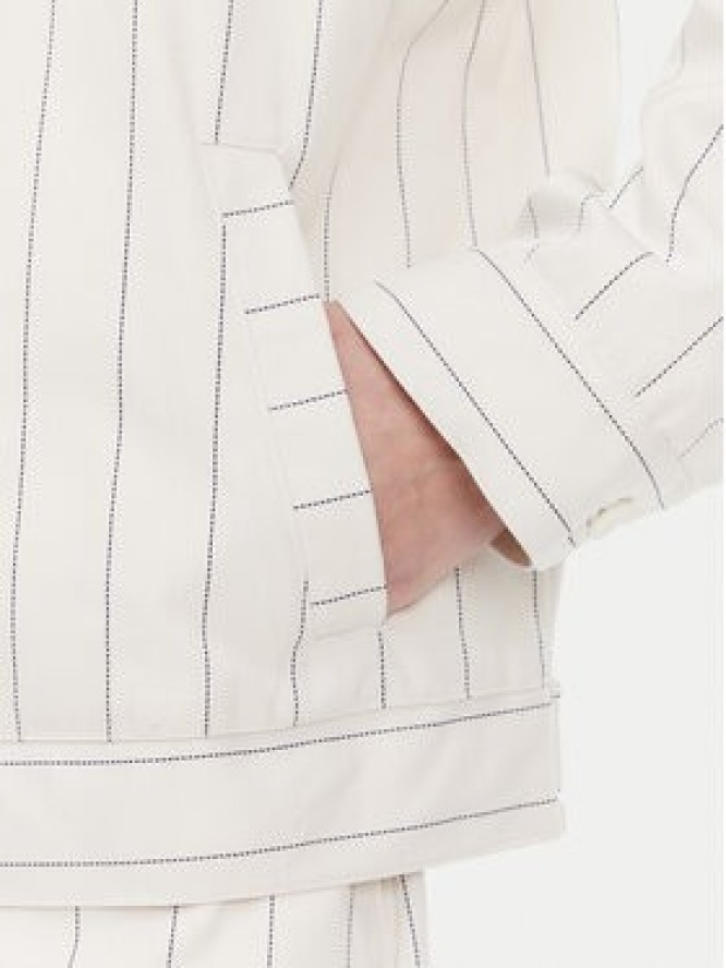 adidas Kurtka przejściowa Pinstripe Harrington JJ3476 Biały Loose Fit