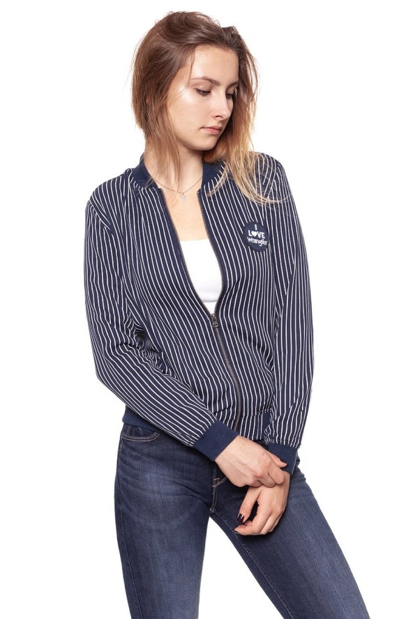 DAMSKA KURTKA PRZEJŚCIOWA WRANGLER STRIPES BOMBER NAVY W403RV235 112128695