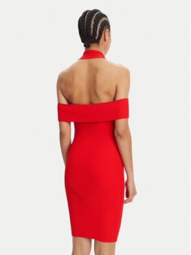 Just Cavalli Sukienka dzianinowa 78PAOM19 Czerwony Slim Fit