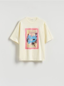 T-shirt z nadrukiem - jasnożółty
